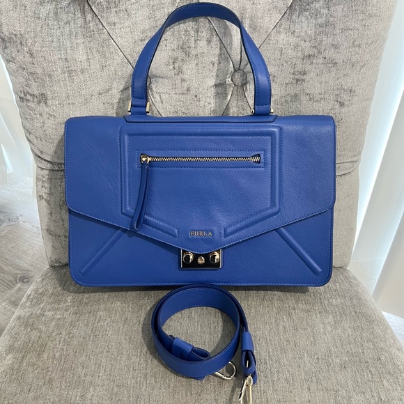 Authentic FURLA Alice in Blue Leather Satchel - EUC - Picture 14 of 14